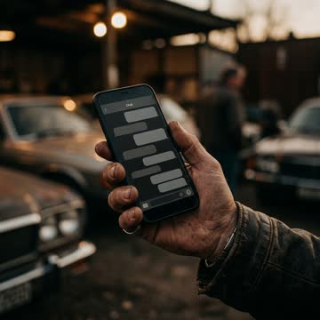 A used-car shopper texting a dealer with price questions